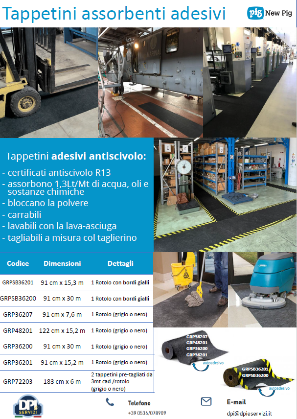 Tappetini assorbenti autoadesivi